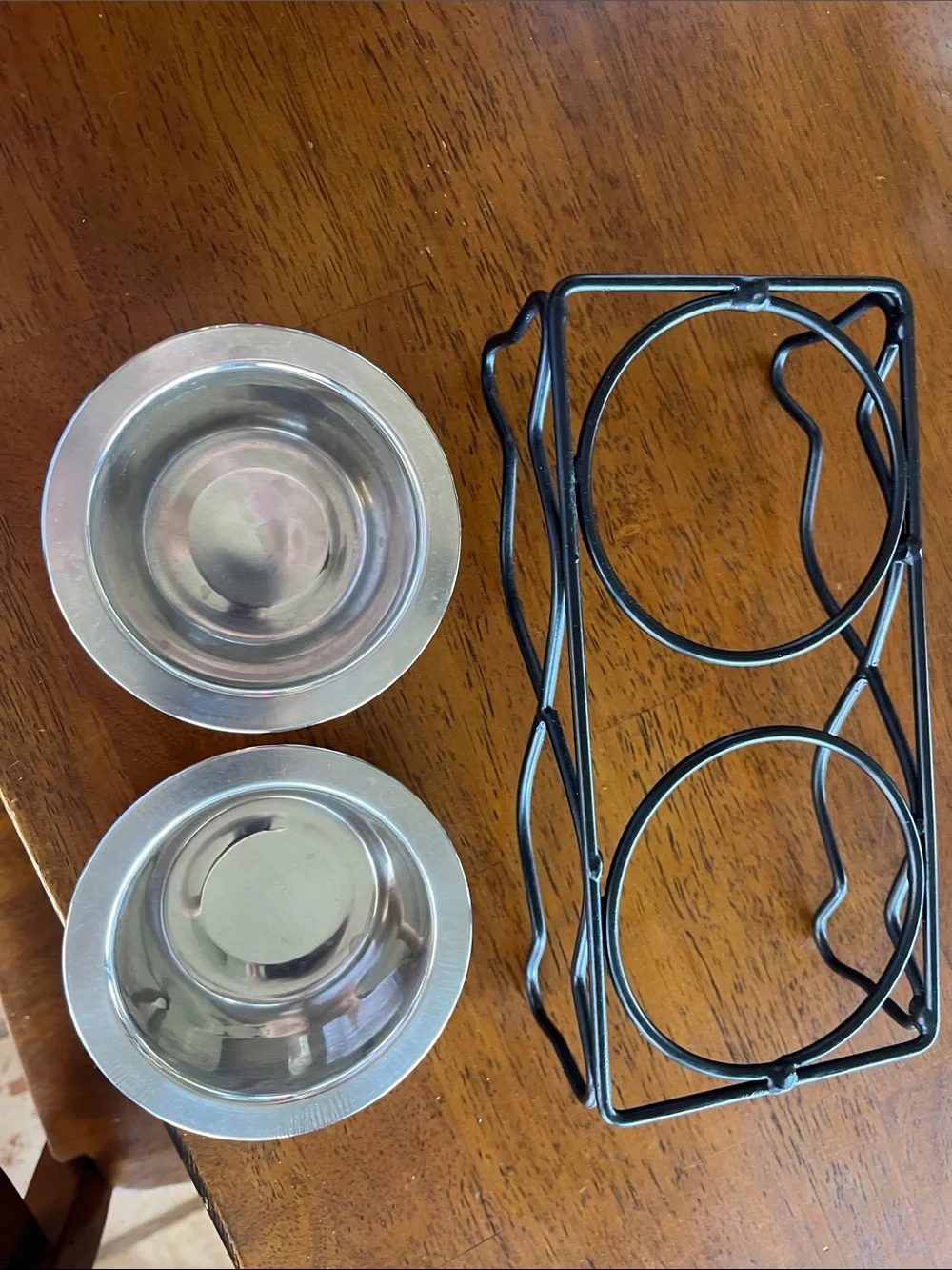 Double Stainless Steel Pet Bowls with Black Metal Stand